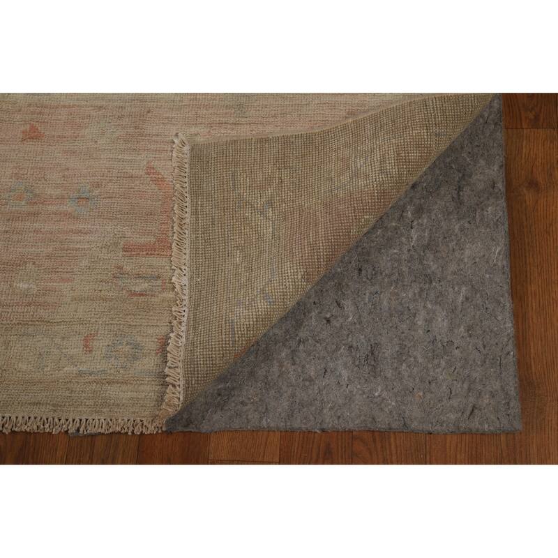 Hand Knotted Oriental 100% Wool Carpet Transitional All-Over Beige & Ivories Oushak Area Rug - 12' 0'' X 9' 2''