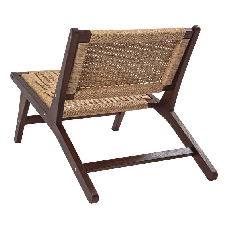 Hartley Woven Seagrass Wood Armless Lounge Chair, Natural by JONATHAN Y