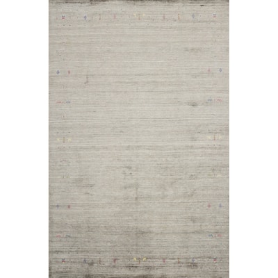 Hand Knotted Oriental Viscose Silk Carpet Tribal Animal Pictorial Greys & Charcoal Gabbeh Area Rug - 11' 11'' X 8' 11''