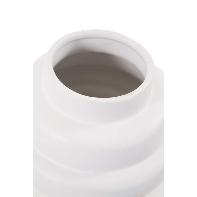 Allan Andrews Matte White Cylindrical Rounded Curved Ceramic Vase Collection