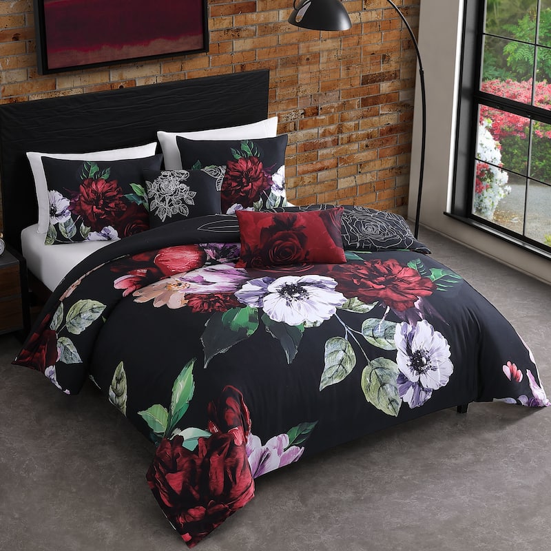 Bebejan Moody Painting 100% Cotton Sateen 5 Piece Reversible Comforter Set
