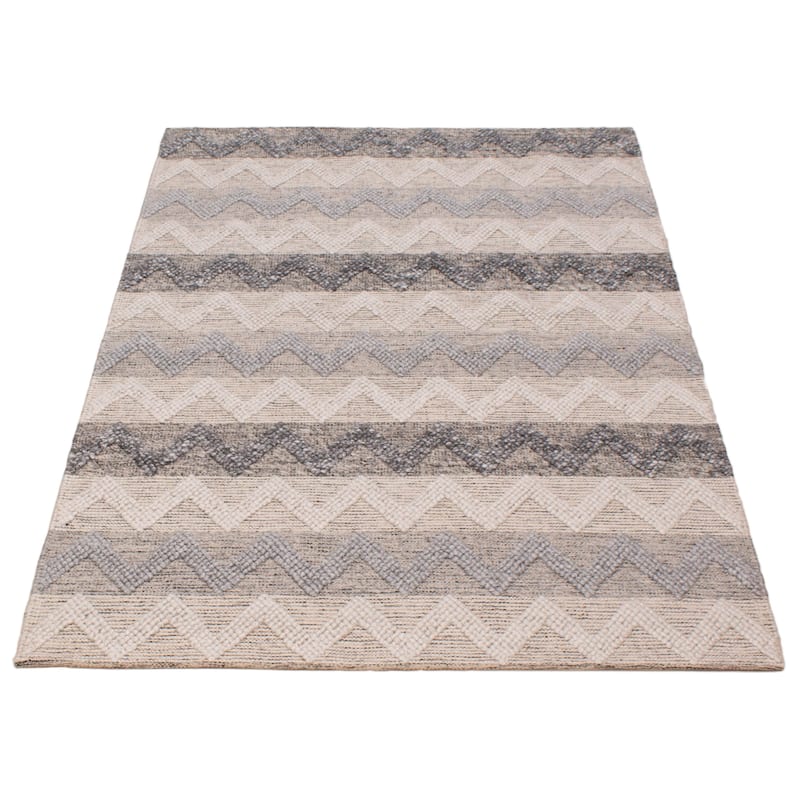 ECARPETGALLERY Braid weave Sienna Grey Wool Rug - 5'2 x 7'8