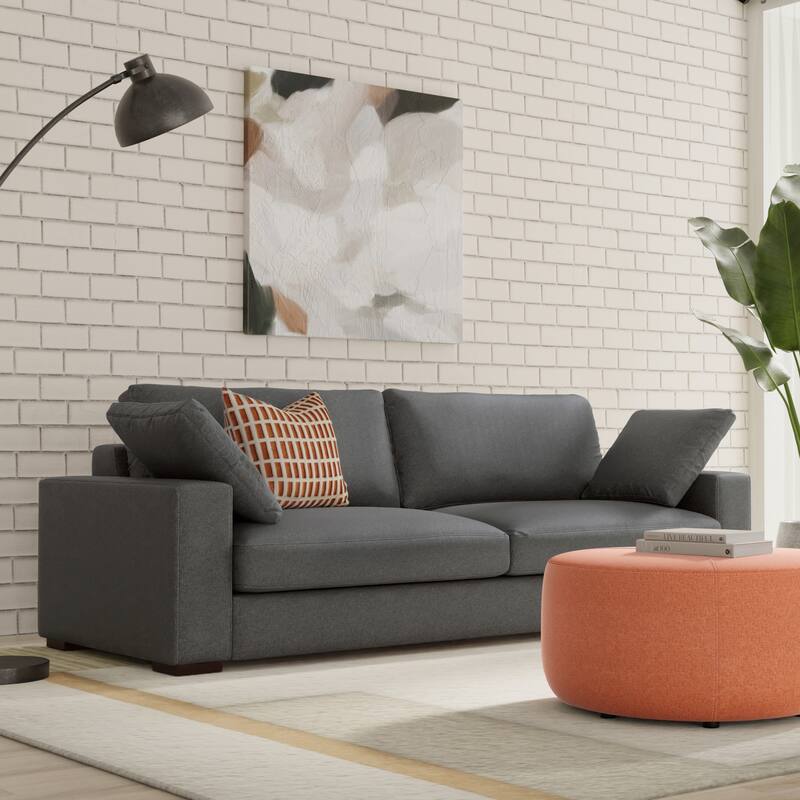 WyndenHall Roscoe 96-inch Sofa in Tightly Woven Performance Fabric - Pebble Grey
