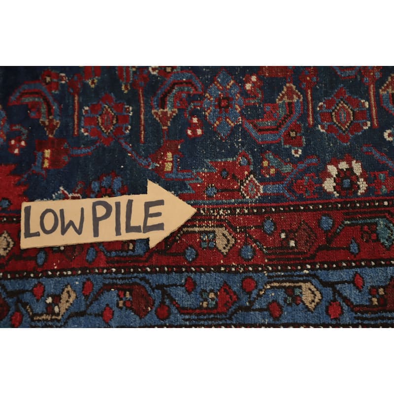Hand Knotted Oriental 100% Wool Carpet Traditional Floral Navy Blue & Blues Malayer Runner Rug - 16' 3'' X 3' 8''