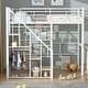 preview thumbnail 13 of 20, Twin Size Metal Bed Frame with Storage Staircase and Small Open Wardrobe, Kids Loft Bed with Metal Mesh Board