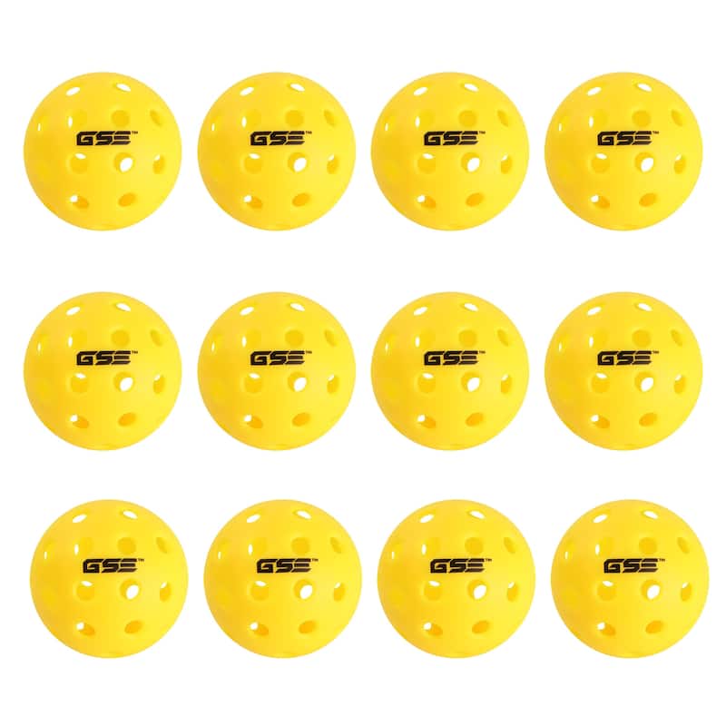 GSE™ 12-Pack Outdoor Pickleball Balls Set. Standard 40 Holes Pickleball Ball Meet USAPA Standard - Yellow