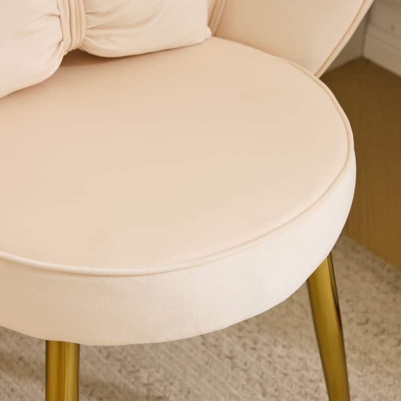 Scalloped Petal Velvet Accent Chair with Pillows