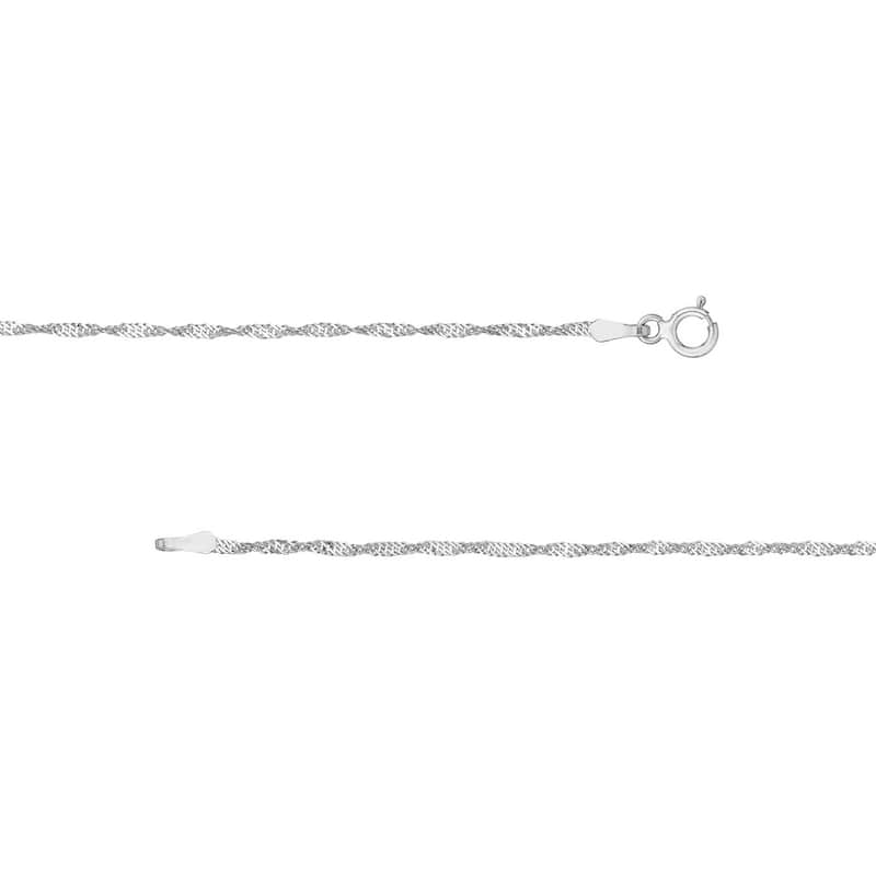 Curata 10k White Gold 1.4mm Singapore Chain Necklace (Spring Ring)