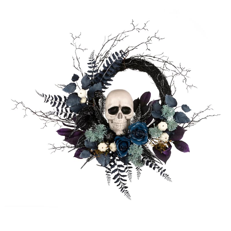 National Tree Company 24" Artificial Halloween Skull Half Wreath - 2 ft