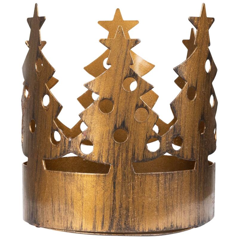 Christmas Tree Pillar Candle Holders - 3.75" - Bronze - Set of 4