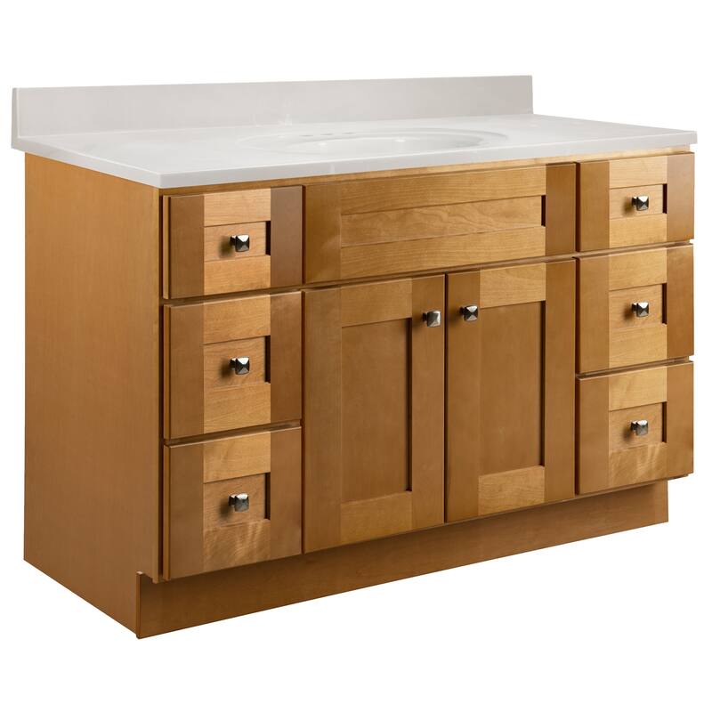 Brookings 49 Inch Fully Assembled Bath Vanity with Ivory Swirl Top