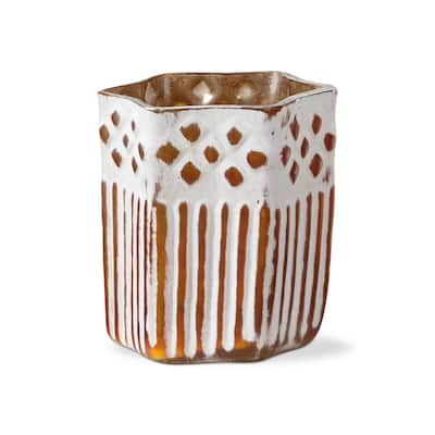 Clara Handcrafted Blown Glass Gold Tealight Holder Tabletop Mantel Centerpiece Decorations, 3.2 inch