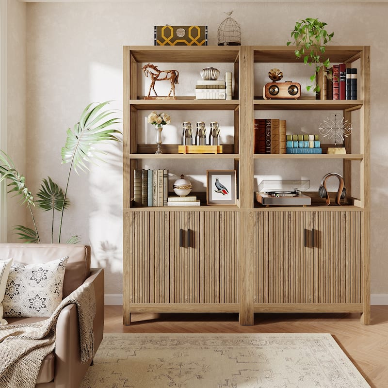 70.9-inch Tall Bookshelf Bookcase with Door Cabinet for Living Room - 13.78" D x 31.5" W x 70.9" H