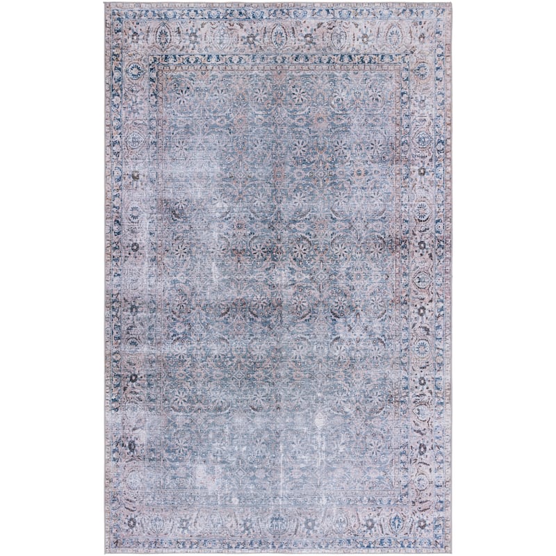 SAFAVIEH Tucson Machine Washable Slip Resistant Daisey Traditional Rug - 3' x 5' - Green Blue/Beige
