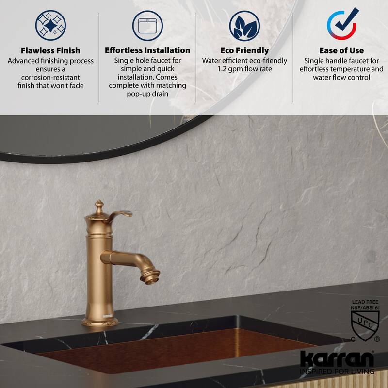 Karran USA KBF470 Vineyard 1.2 GPM Single Hole Bathroom Faucet