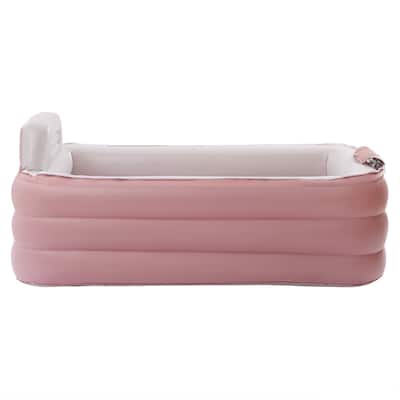 3-Layer Adult Pink Foldable Inflatable Spa Bathtub (Detachable PVC)