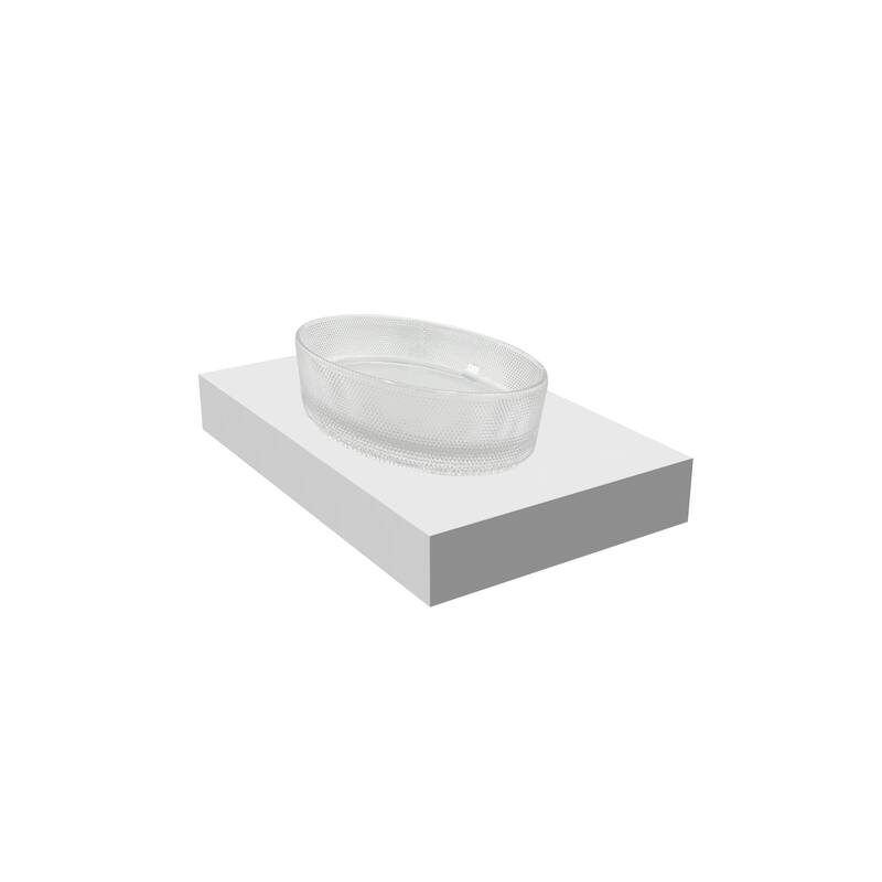 Decorative 20" Oval Crystal Vessel Sinks With White Base