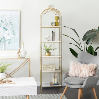 Gold Marble Storage Shelving Unit - 20 x 12 x 79