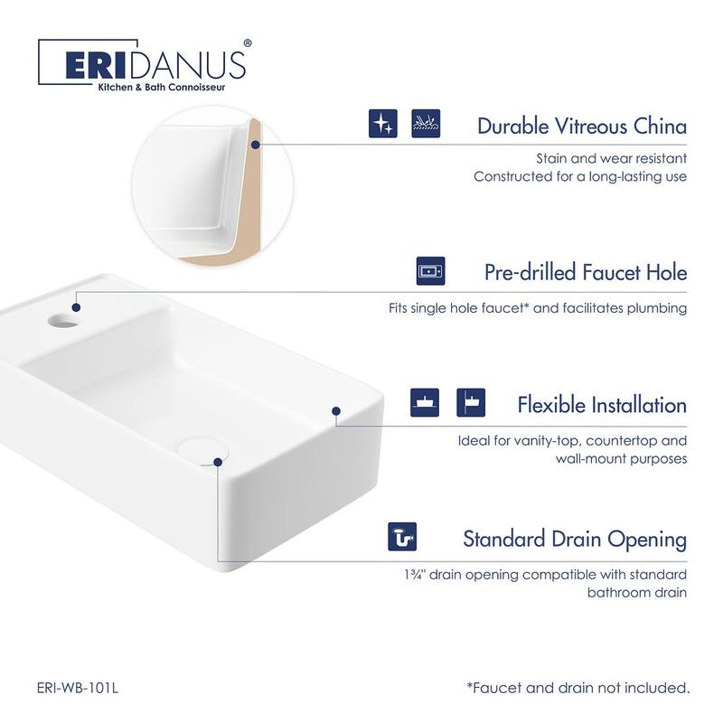 Eridanus Small Wall-Mounted Fireclay Bathroom Sink