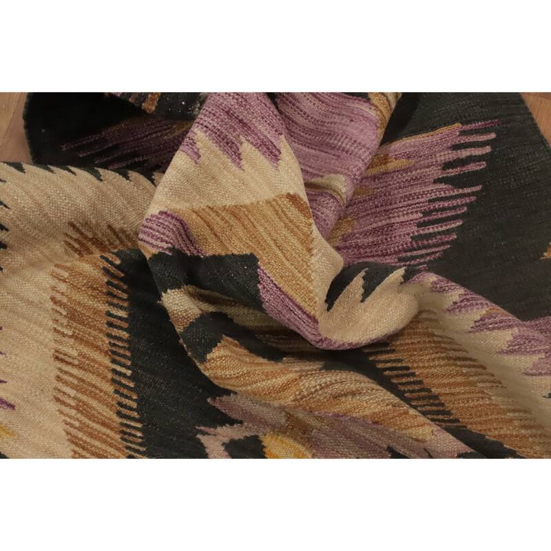 Hand Woven Oriental 100% Wool Carpet Southwestern Tribal Purples Kilim Area Rug - 5' 0'' X 3' 3''