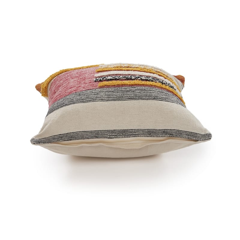 Sevita Multi-Lined Natural Cotton Throw Pillow 18 inch