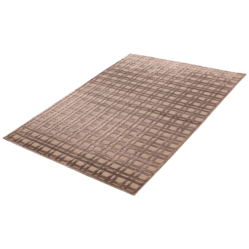 ECARPETGALLERY Hand Loomed Kashkuli Gabbeh Taupe Wool Rug - 5'4 x 7'7