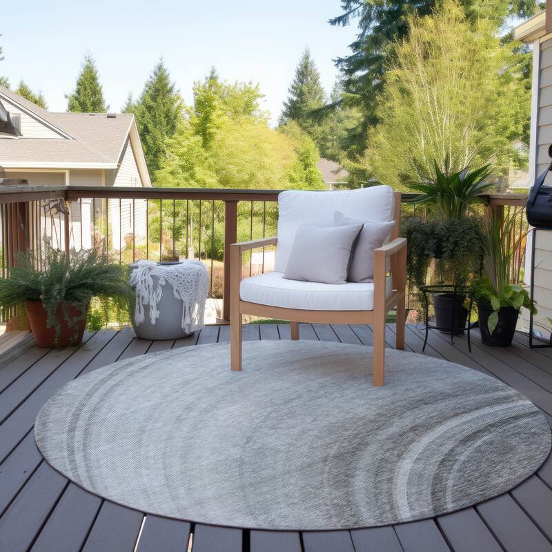 Machine Washable Indoor/ Outdoor Chantille Abstract Wave Rug