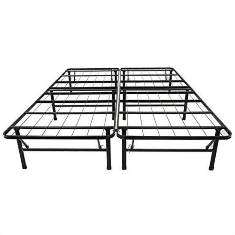 Black Steel Twin Platform Bed Frame with 14 Inch Underbed Storage and Tool-Free Assembly