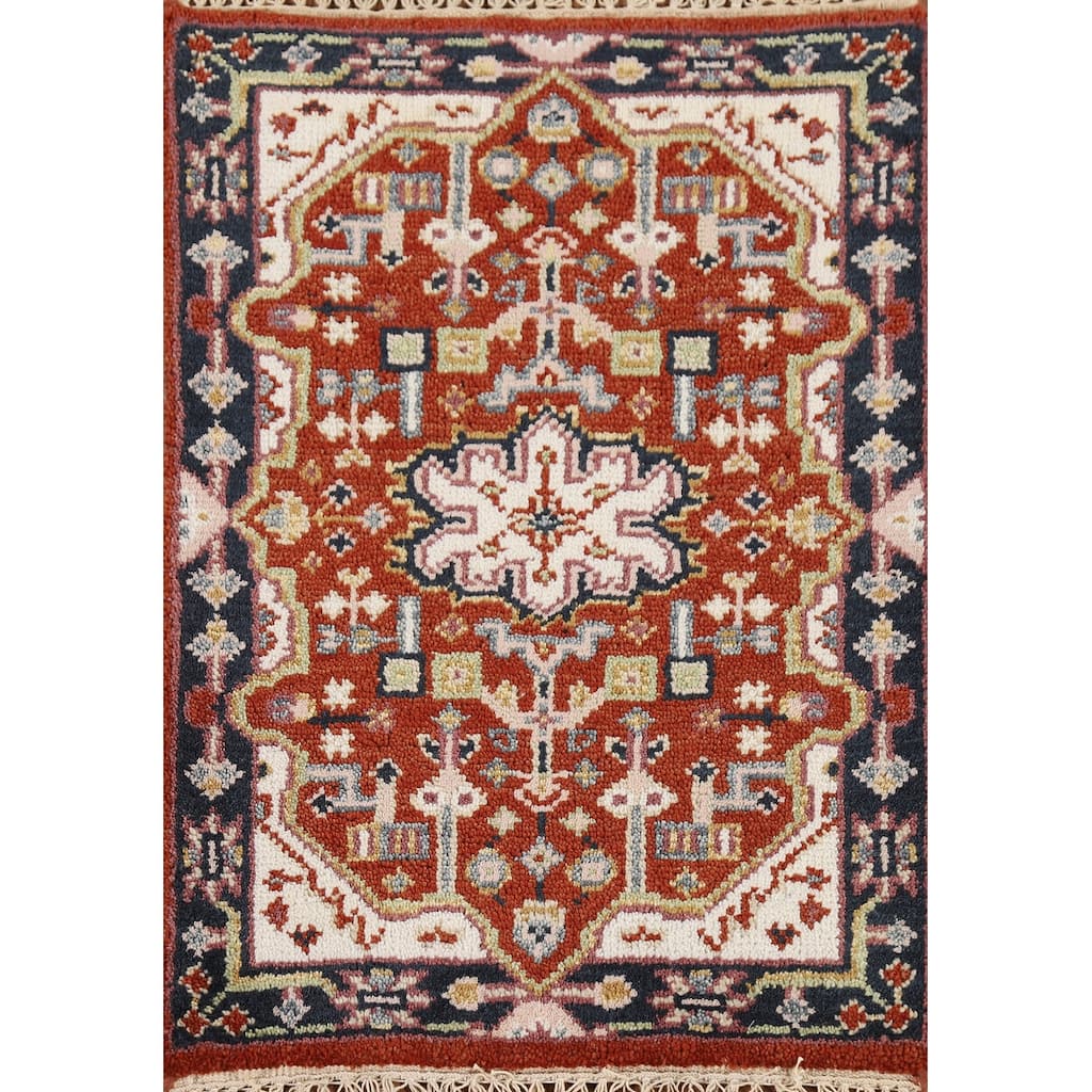 Geometric Kazak Accent Rug Hand-Knotted Wool Carpet - 2'0" x 3'0"