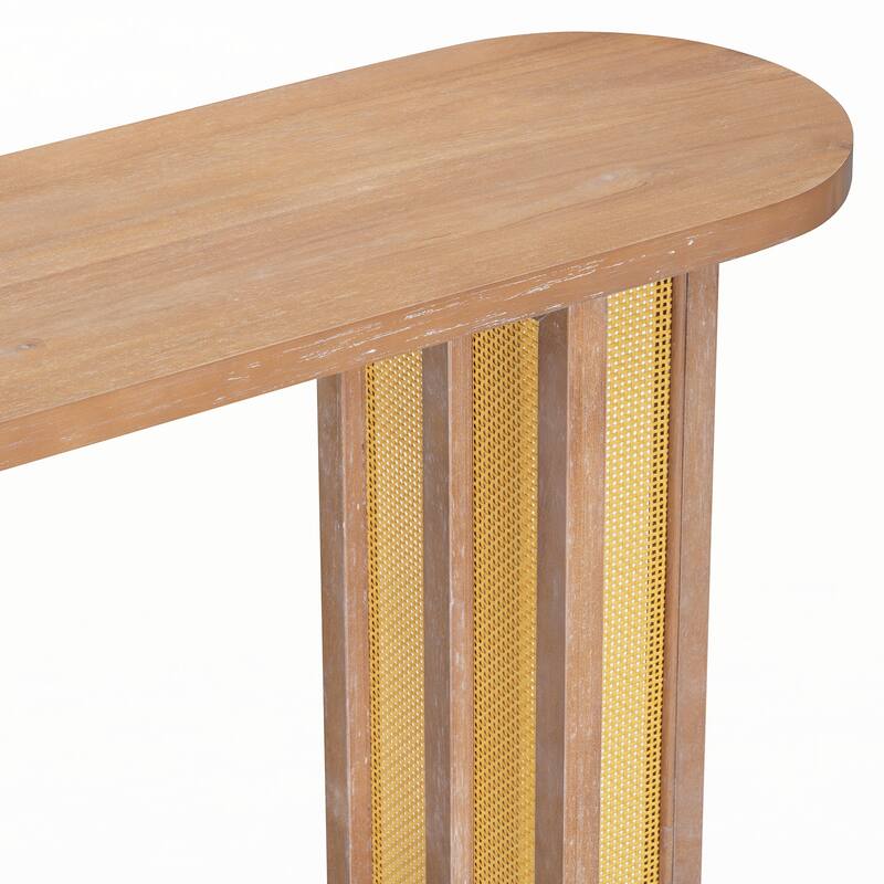 Rattan Console Table Entryway Table,Natural Wood Wash