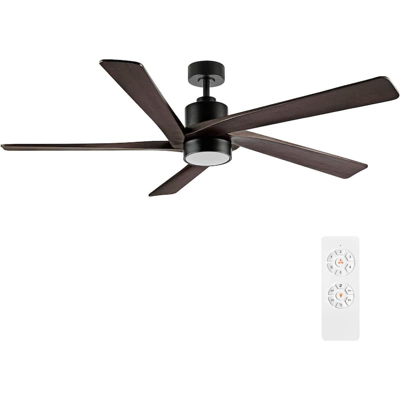 64" Matte Black Aero Blade Ceiling Fan with LED Light and Remote - Matte Black - 64"D x 64"W x 21"H