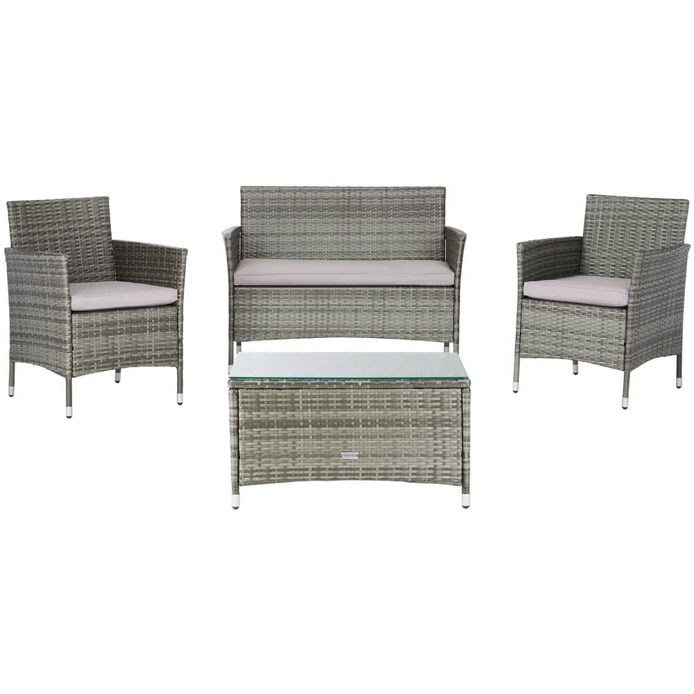 SAFAVIEH Outdoor Tamya 4-Piece Patio Conversation Set - 41W x 31D x 23H