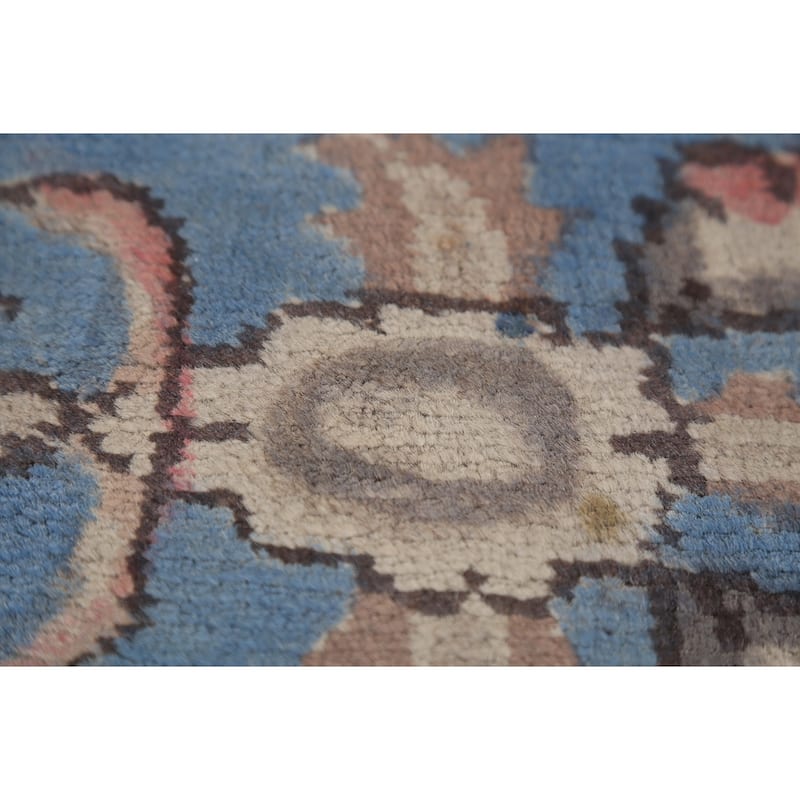 Blue Geometric Tabriz Persian Vintage Rug Hand-Knotted Wool Carpet - 8'2"x 10'9"