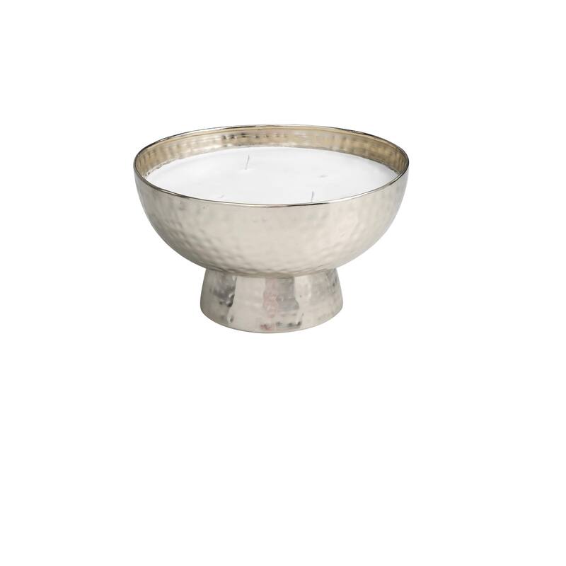 Metal Scented Wide Hammered 70 oz 4 Wick Decorative Candle with White Wax - Gold, Silver, Copper - Roche River Decor