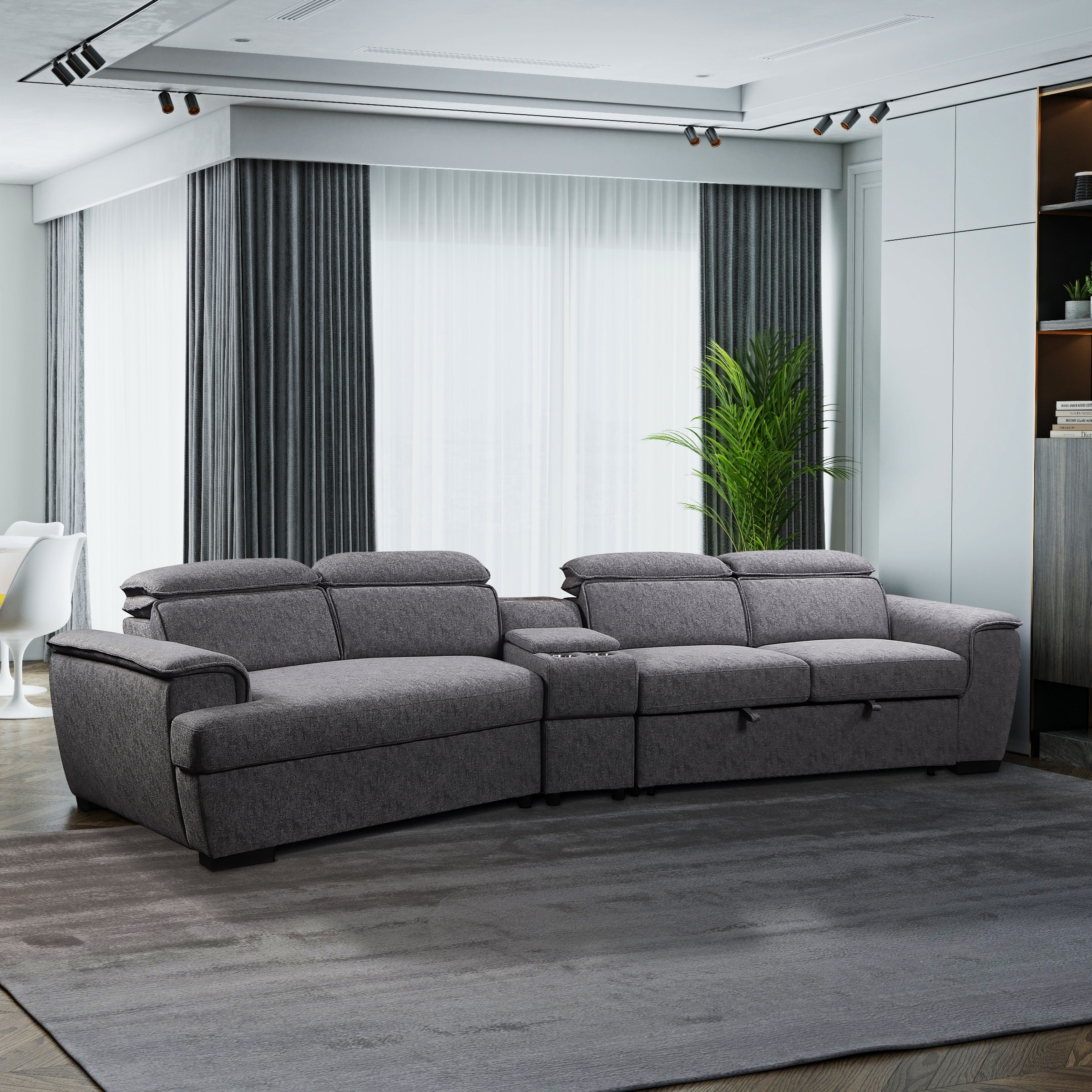 Sleeper couch with cup holders top