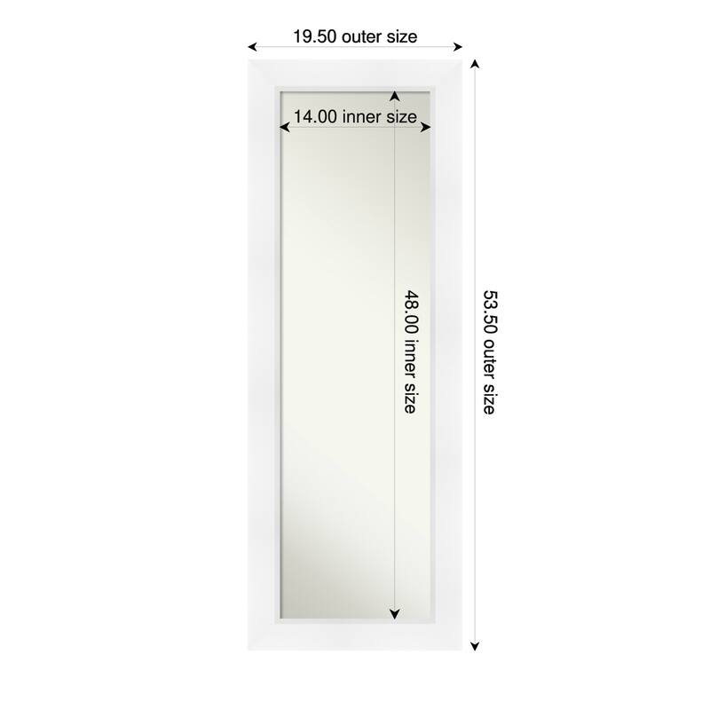 Sloped Non-Beveled Framed Full-Length On the Door Mirror - 20 x 54 in - Sloped White