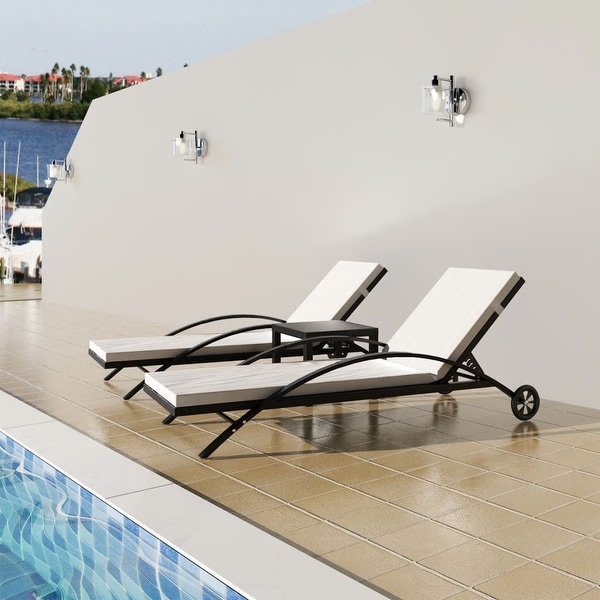 vidaXL Sun Loungers with Table Poly Rattan