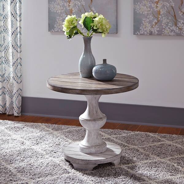 Sedona Heavy Distressed White Round End Table On Sale Overstock 21383554 Join us on instagram and pinterest to keep up with our most recent projects and sneak peeks! liberty furniture