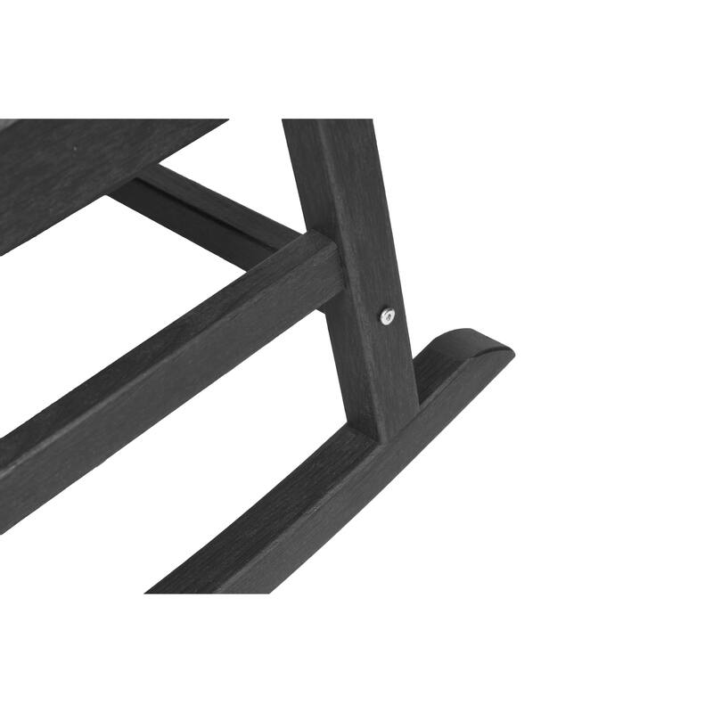 Outdoor Rocking Chair Set with Side Table, 3-Piece Rocking Chair Set with Wood Texture, Black