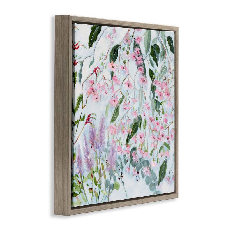 Stupell Chic Pink Garden Blossoms Framed Floater Canvas Wall Art Design By Meredith Howse