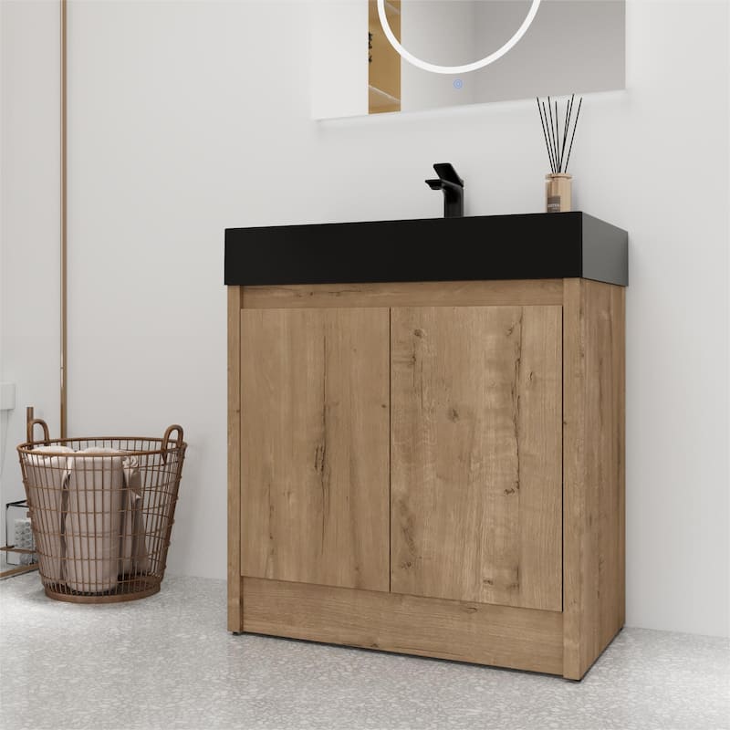 Bathroom Vanity With Sink In 24/30 Inch, Freestanding Bathroom Vanity With Soft Close Door And Adjustable Shelves