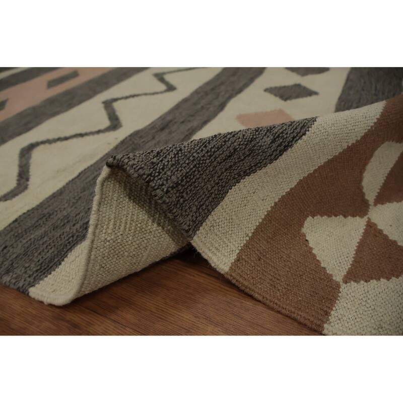 Hand Woven Oriental 100% Wool Carpet Southwestern Tribal Multi-Colored Kilim Area Rug - 12' 0'' X 8' 9''