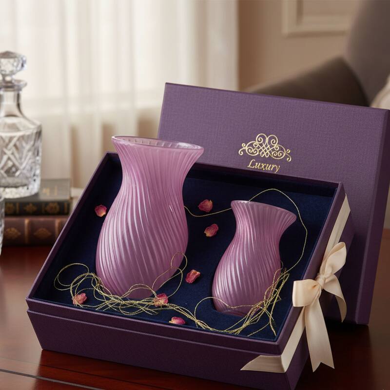 Aria Home Fluorine Frosted Tulip Glass Vase Set of 2 Table Décor