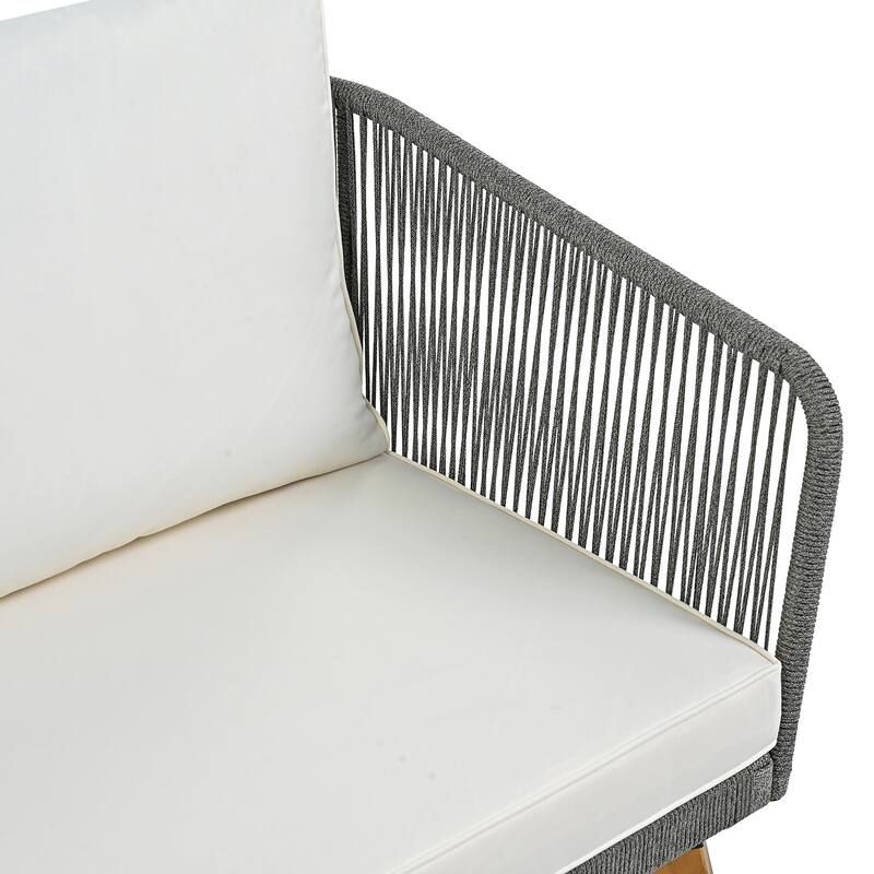 Patio Furniture Set, 4 Pieces Outdoor Furniture Set with Loveseat, Patio Rope Conversation sets with Cushions for Backya