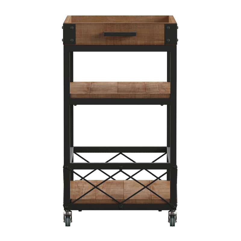 Myra Rustic Serving Cart with Wine Inserts and Removable Tray Top by iNSPIRE Q Classic