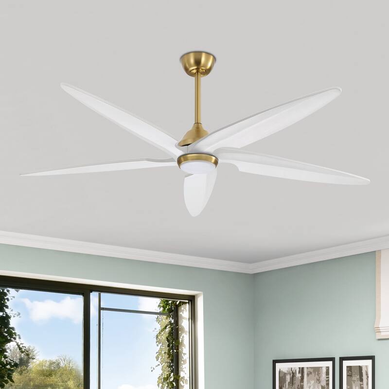 GetLedel 64" Solid Wood 5-Blade Dimmable LED Ceiling Fan with Remote and Light