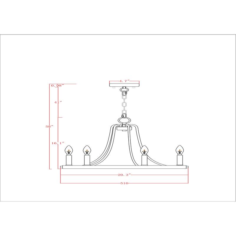 Ultan 21 Inch Farmhouse Candle Chandelier with 5 Light - N/A