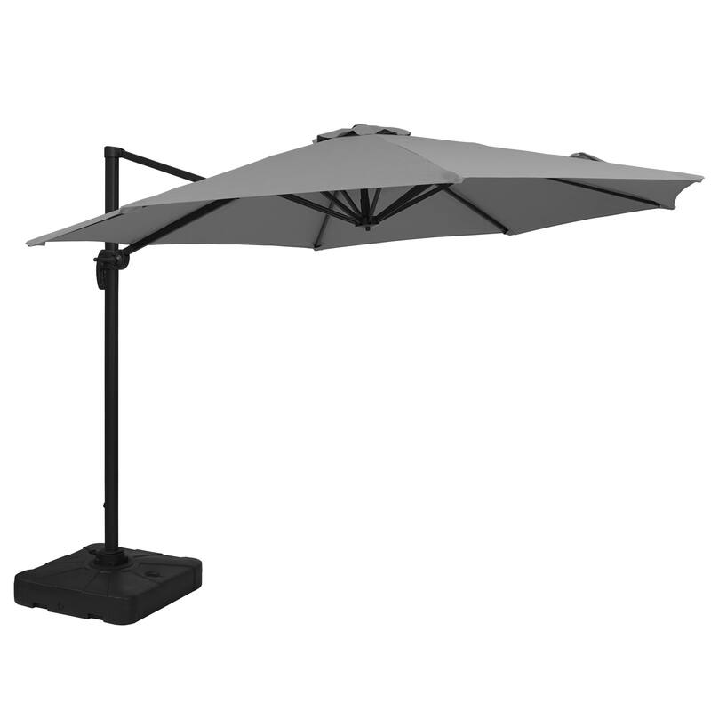 Clihome 11Ft Cantilever Umbrella With Crank And Base - Grey