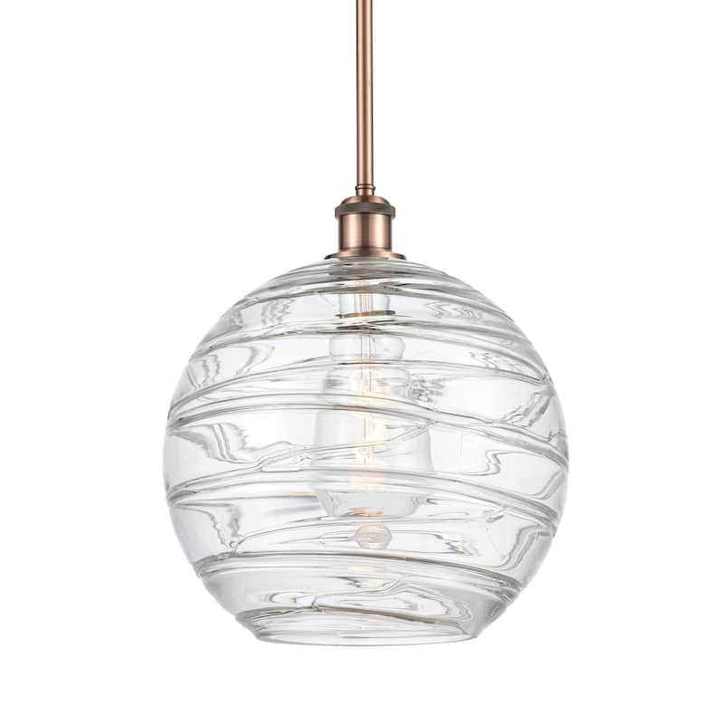 Innovations Lighting 516-1S-15-12 Athens Pendant Athens 12" Wide - Clear Deco Swirl / Antique Copper