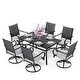 preview thumbnail 17 of 38, 5/7-piece Patio Dining Set, 4/6 Rattan Swivel Chairs with Cushion and 1 Metal Table with Umbrella Hole